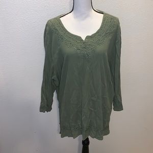 Fashion Bug vintage green embroidered long shirt